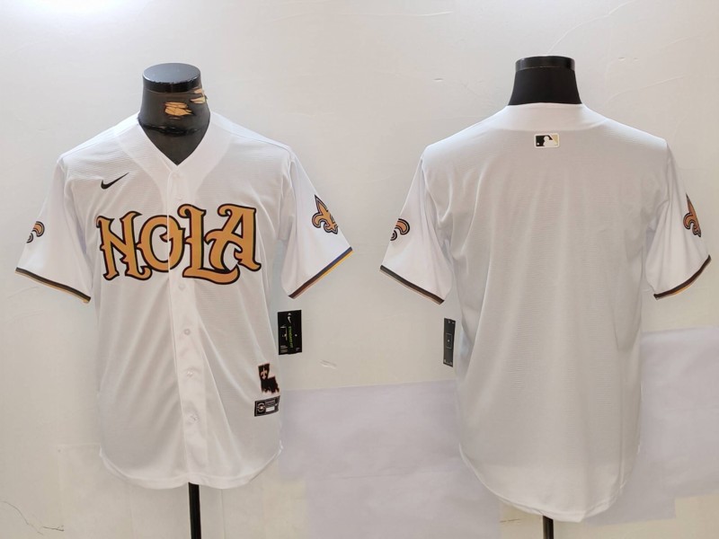 Men New Orleans Saints Blank White Second generation Joint Name 2024 Nike Limited NFL Jersey style 1